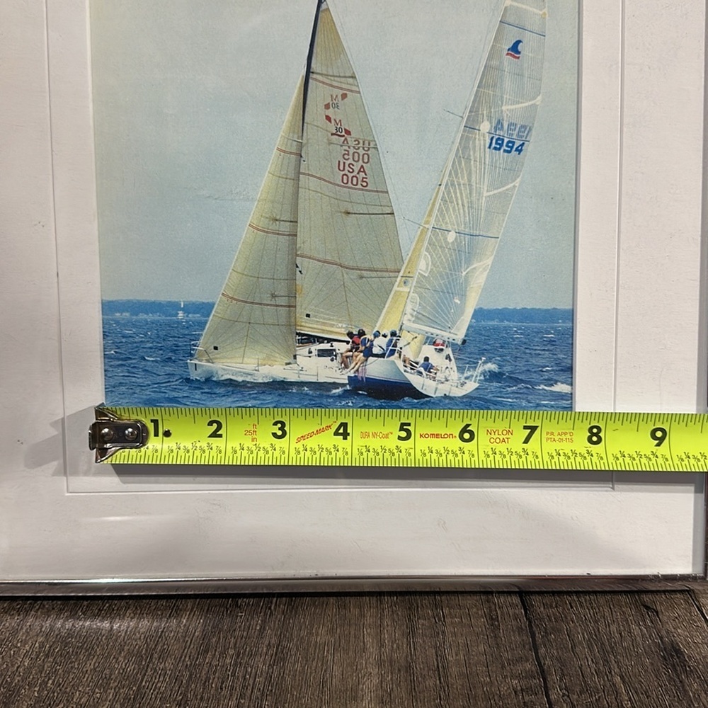 Vintage Blue Nautical Sailboat Photography Art In Silver Frame - Picture 17 of 17
